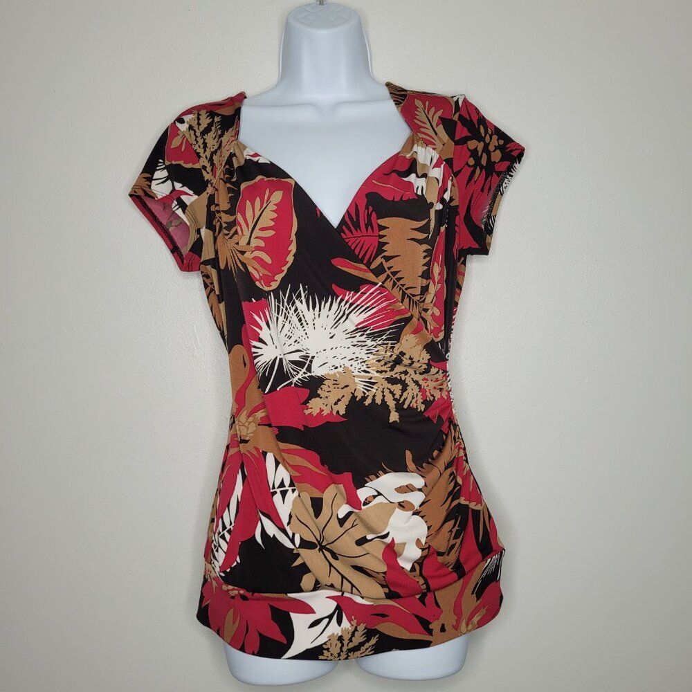 Vintage y2k Maurices pink brown vacation floral sweetheart neckline going out M